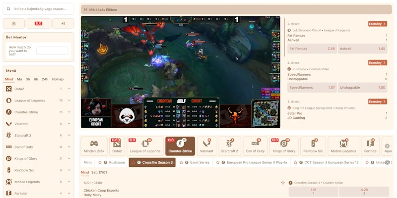 BetHall eSport fogadások
