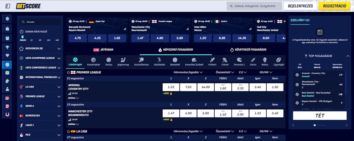 Sportfogadás a Betscore-on