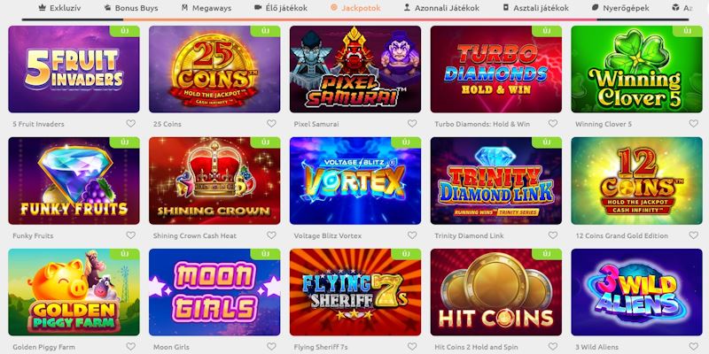 Cadoola kaszinó jackpot játékok