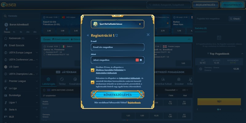Casea regisztrációs