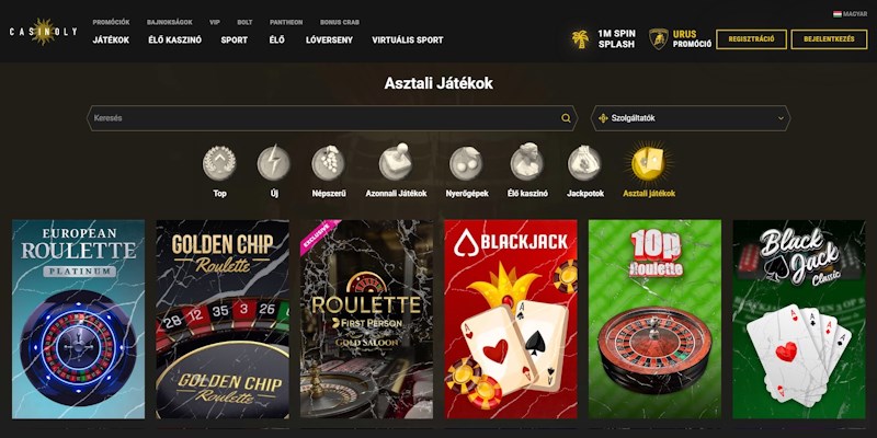 Casinoly kaszinó asztali játékok