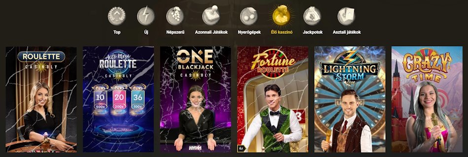 Casinoly kaszinó élő játékok
