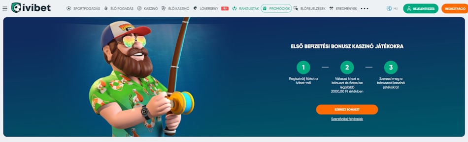 Ivibet kaszinó első befizetési bónusz