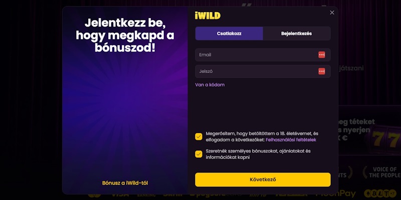 iWild kaszinó regisztráció