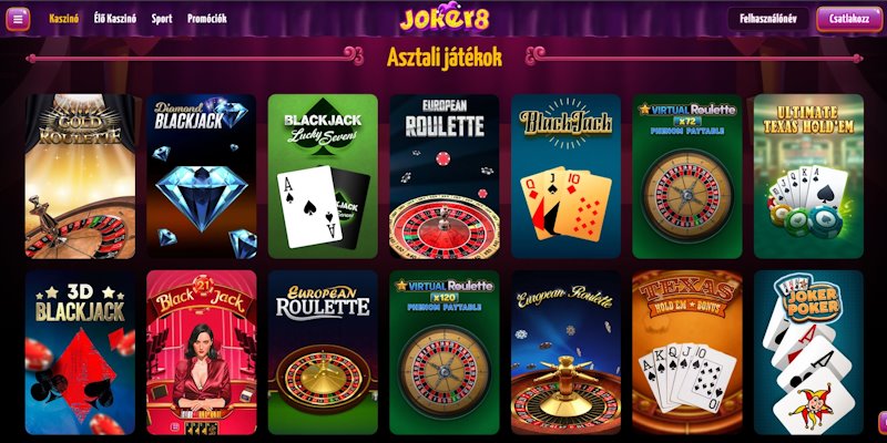 Joker8 kaszinó asztali játékok
