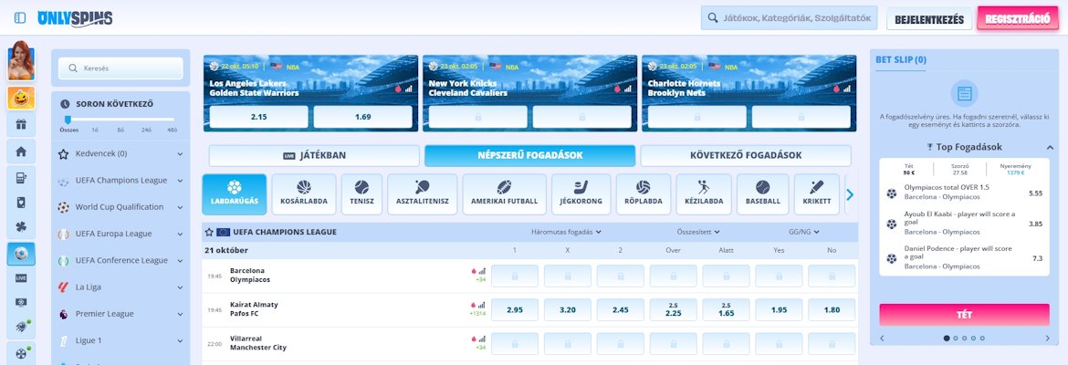 OnlySpins sportfogadás