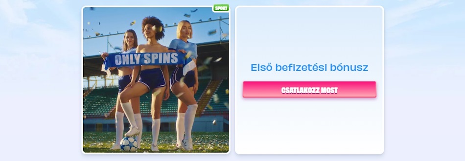 OnlySpins sportfogadás első befizetési bónusz