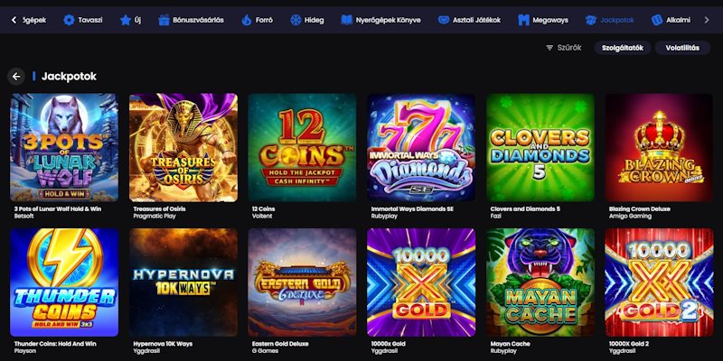 Pribet kaszinó jackpot játékok