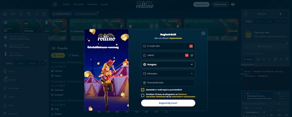 Rollino regisztráció