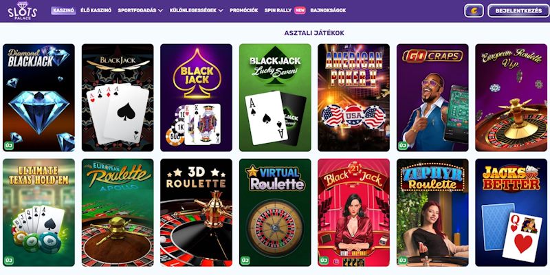 Slots Palace kaszinó asztali játékok