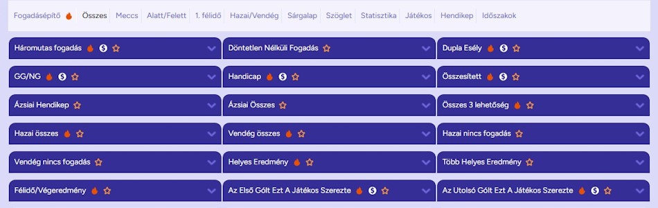 Spinbara fogadási piacok