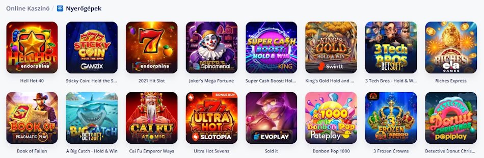 Vulkan Vegas kaszinó nyerőgépes játékok