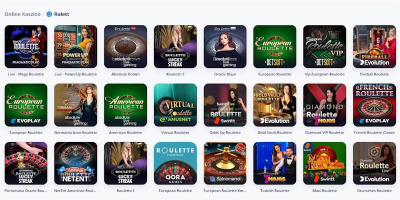 Vulkan Vegas kaszinó rulett játékok