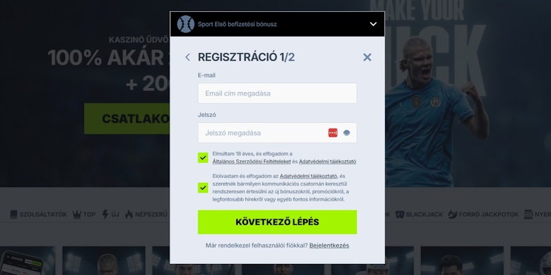 Zoccer regisztrációs űrlap