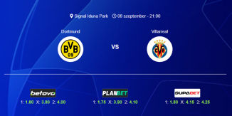 Foci Tippek: Borussia Dortmund - Villarreal 2026. szeptember 08. - Bajnokok Ligája