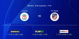 Foci Tippek: Liverpool - Atletico Madrid 2026. szeptember 09. - Bajnokok Ligája